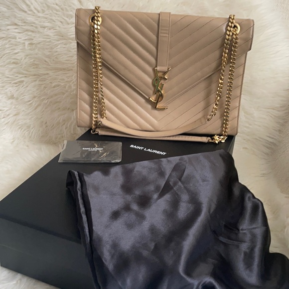 YSL Grain De Poudre Large Matelasse Chevron Satchel - Picture 1 of 17